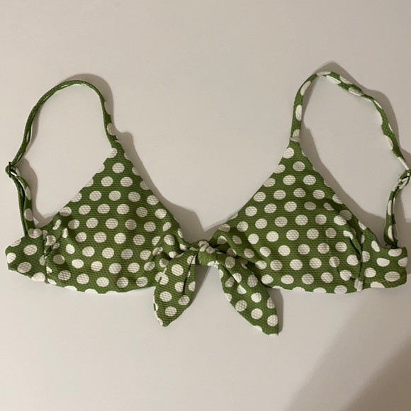 aerie Other - Aerie bikini top with front tie — green and white polka dot